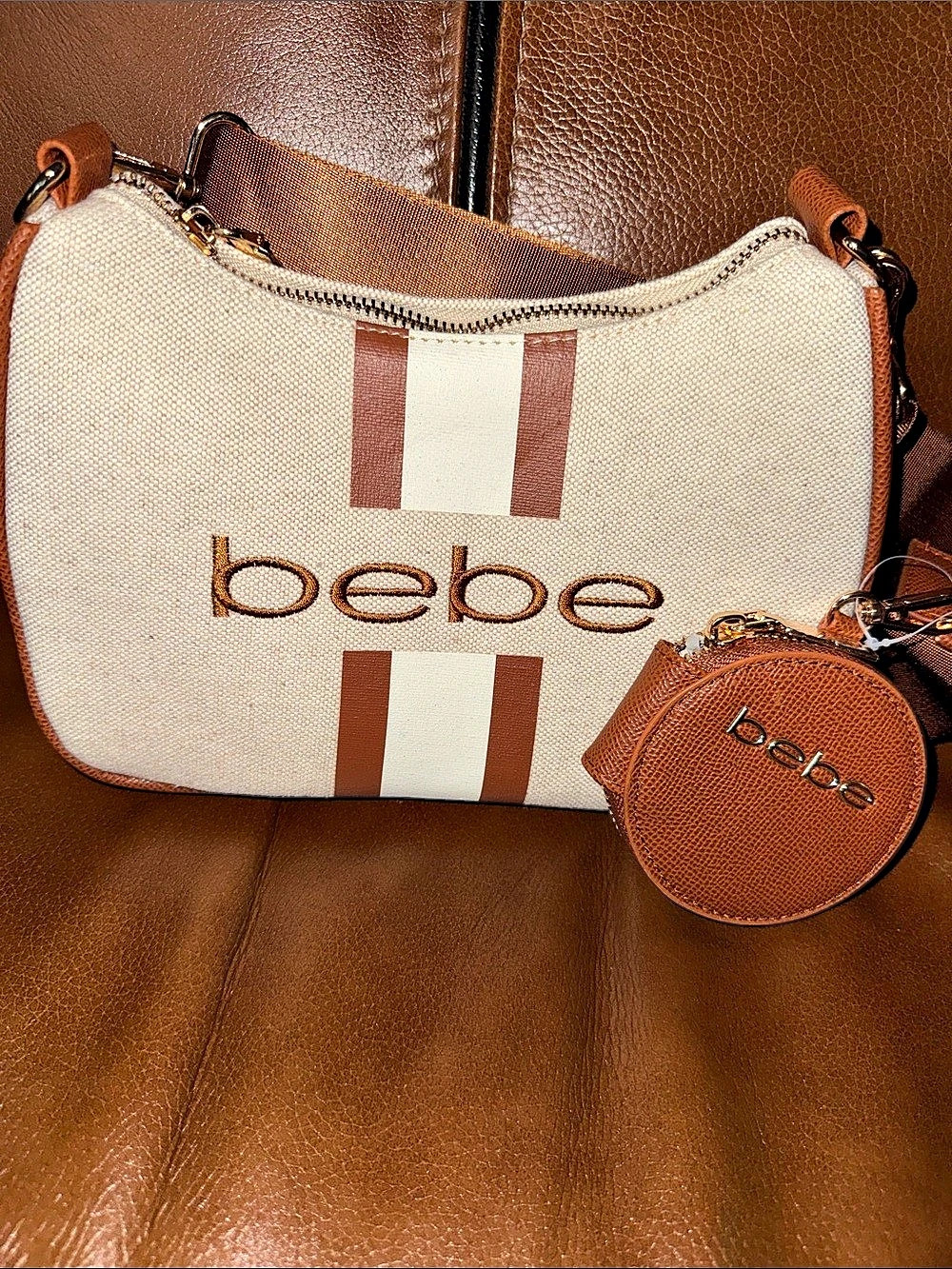 bebe Crossbody Bag with Round Pouch Color Block Crossbody Bag NWT